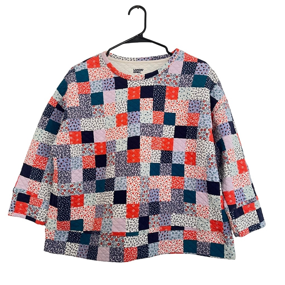 Land’s End Quilted Patchwork Granny Square Floral… - image 1